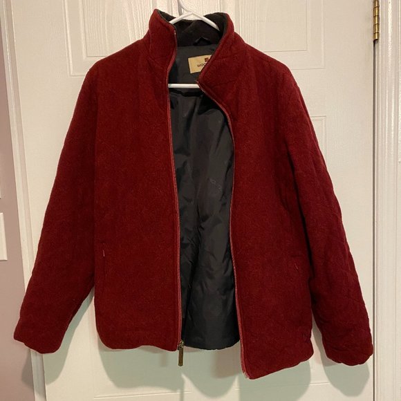 Woolrich Fleece Zip In Deep Red Baby Heather Women's Size M - Picture 3 of 5